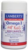 Lamberts Omega 3 for Kids Berry Bursts (DHA, EPA + Vitamins A, C, D & E) 100 Caps # 8511